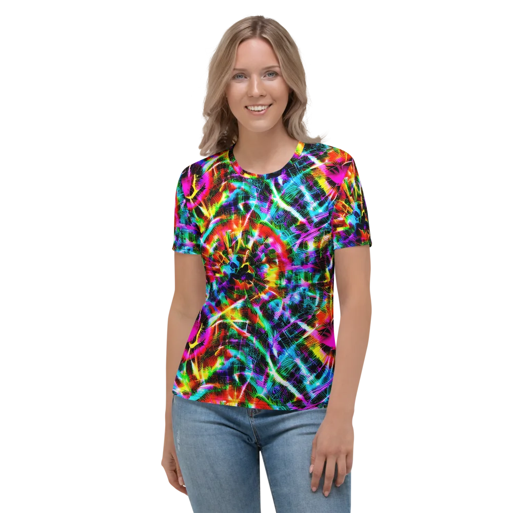 Cyber Kaleidoscope on Women's Crew Neck T-Shirt — Front