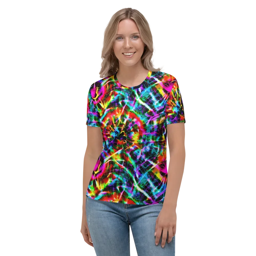 Cyber Kaleidoscope on Women's Crew Neck T-Shirt — Front