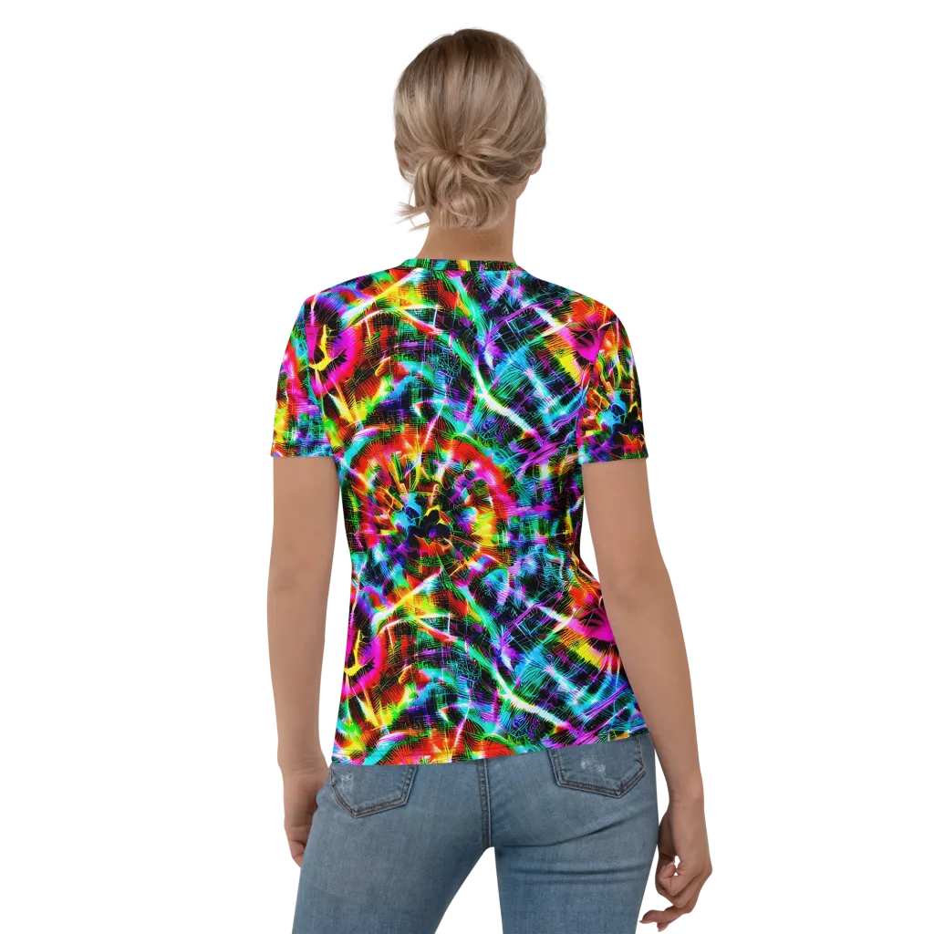 Cyber Kaleidoscope on Women's Crew Neck T-Shirt — Back