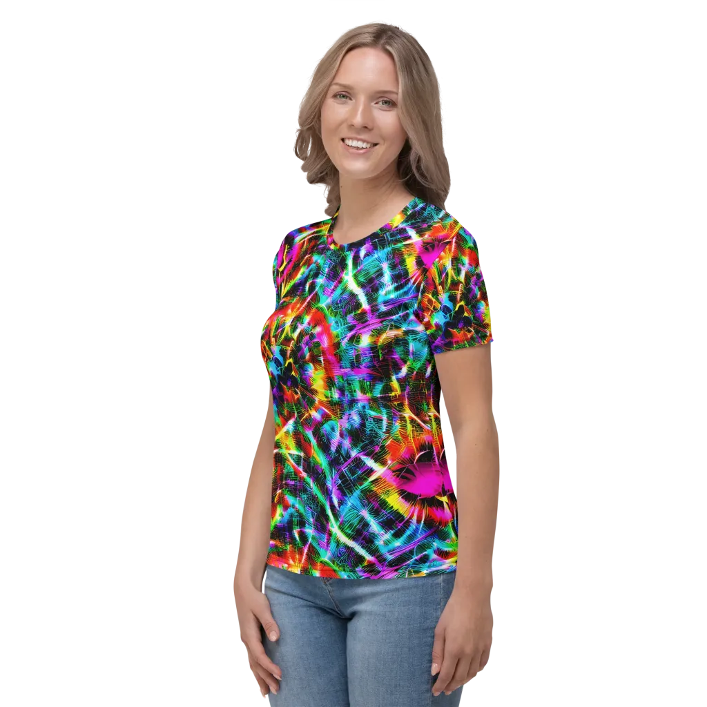 Cyber Kaleidoscope on Women's Crew Neck T-Shirt — Left