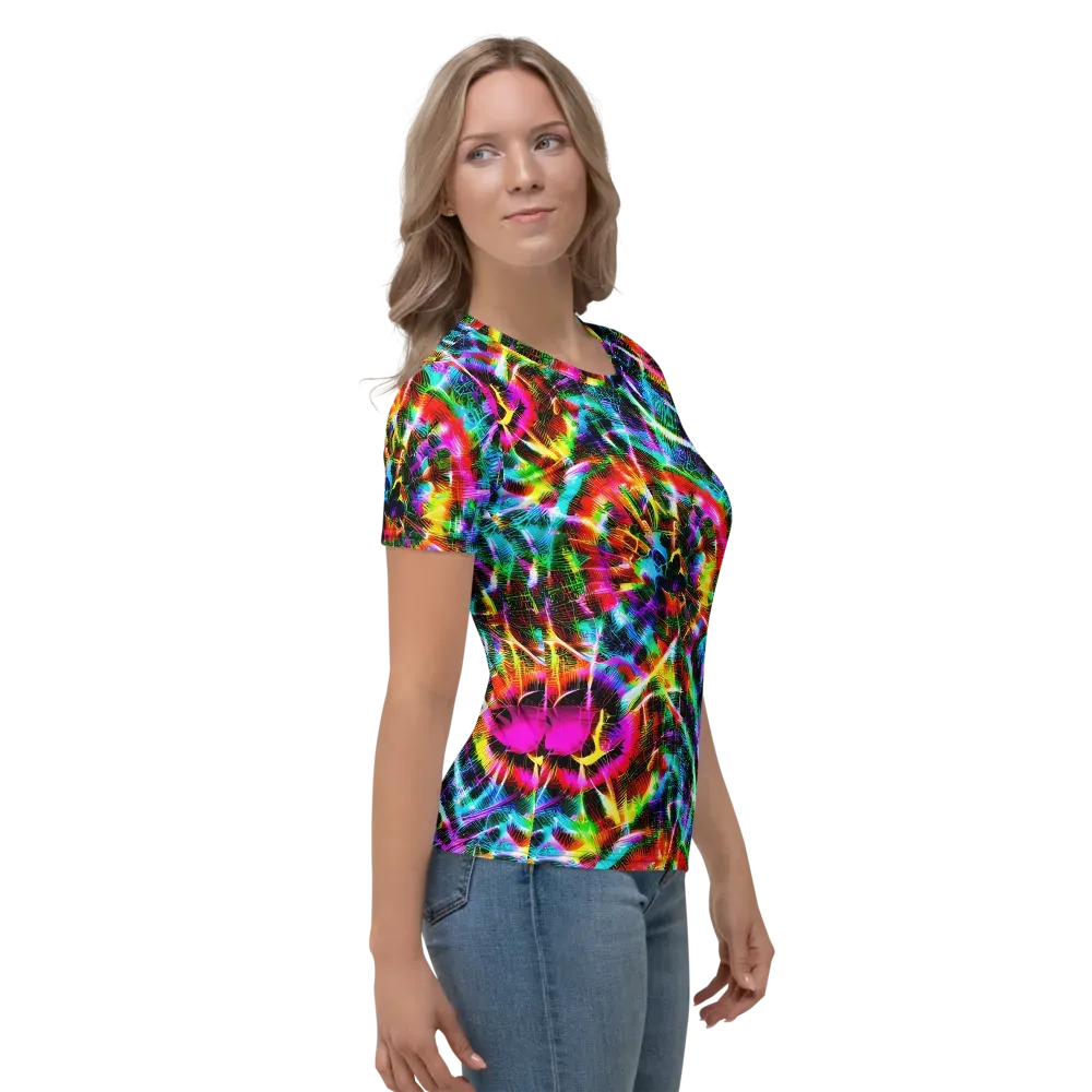 Cyber Kaleidoscope on Women's Crew Neck T-Shirt — Right