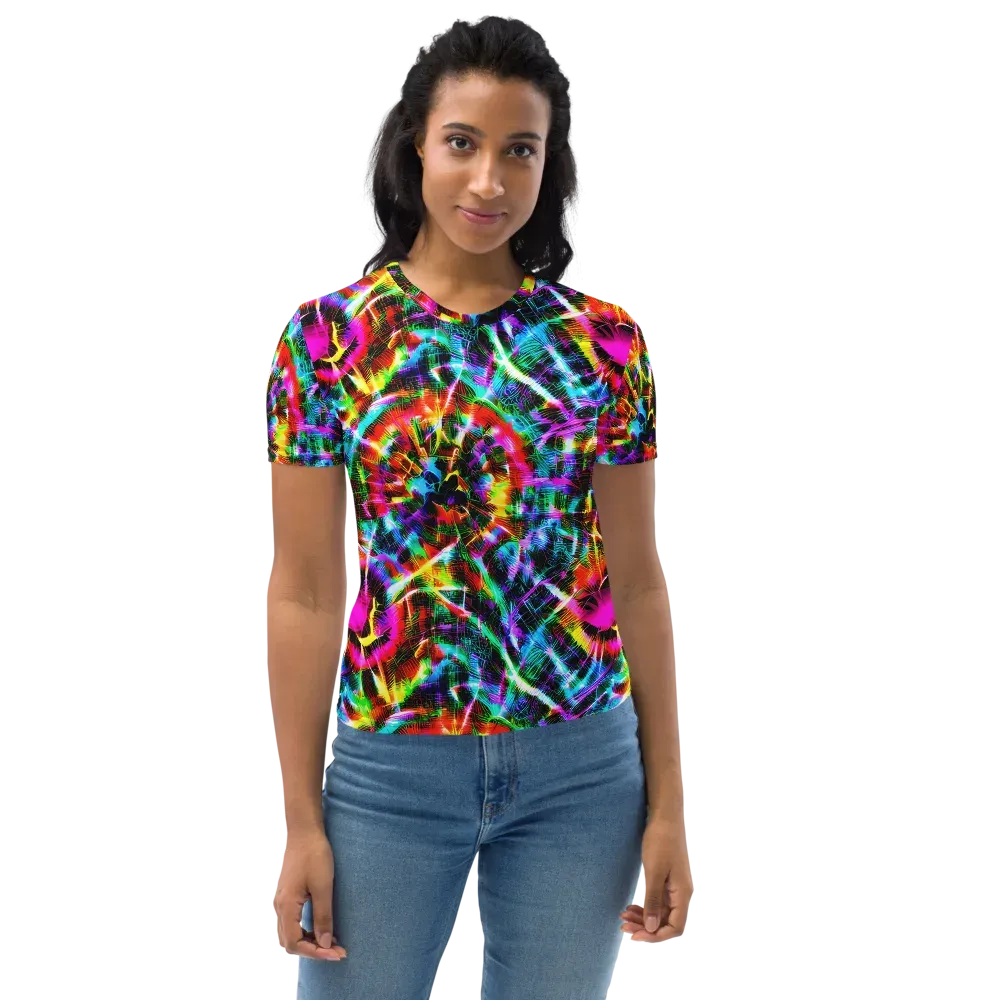 Cyber Kaleidoscope on Women's Crew Neck T-Shirt — Front
