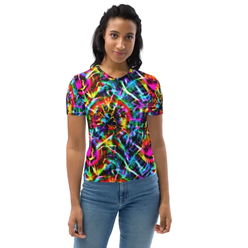 Cyber Kaleidoscope on a Women's Crew Neck T-Shirt