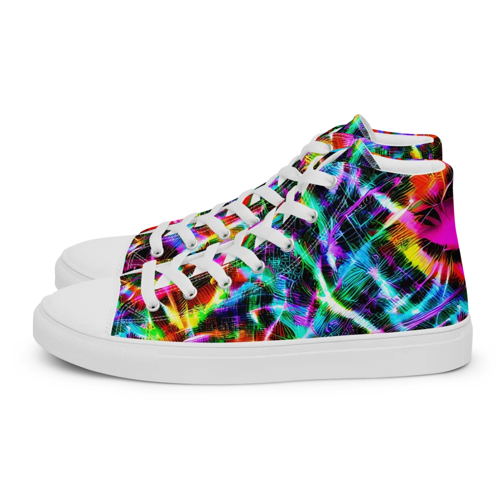 Cyber Kaleidoscope on Women's High Top Canvas Shoes — Left