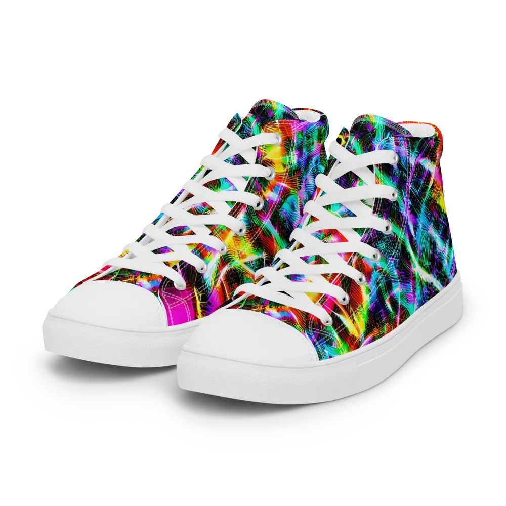Cyber Kaleidoscope on Women's High Top Canvas Shoes — Left Front