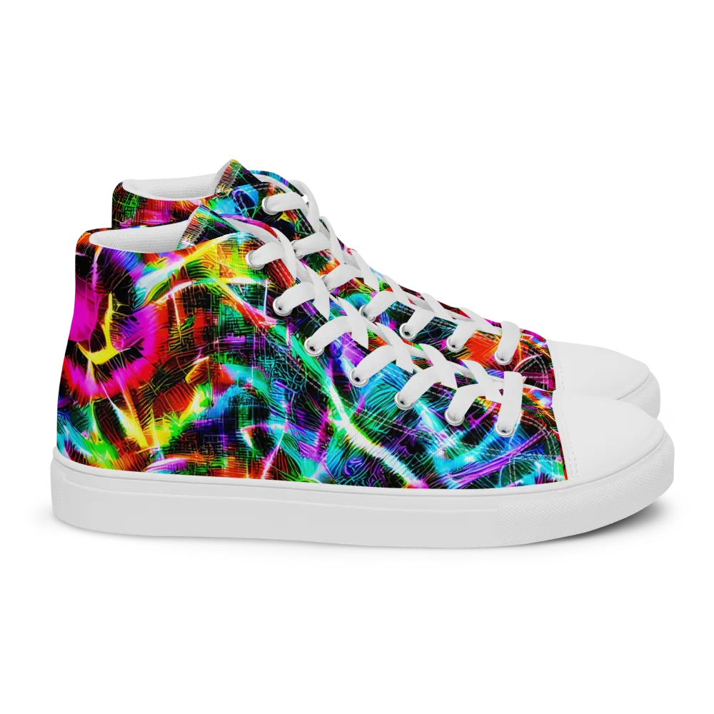 Cyber Kaleidoscope on Women's High Top Canvas Shoes — Right