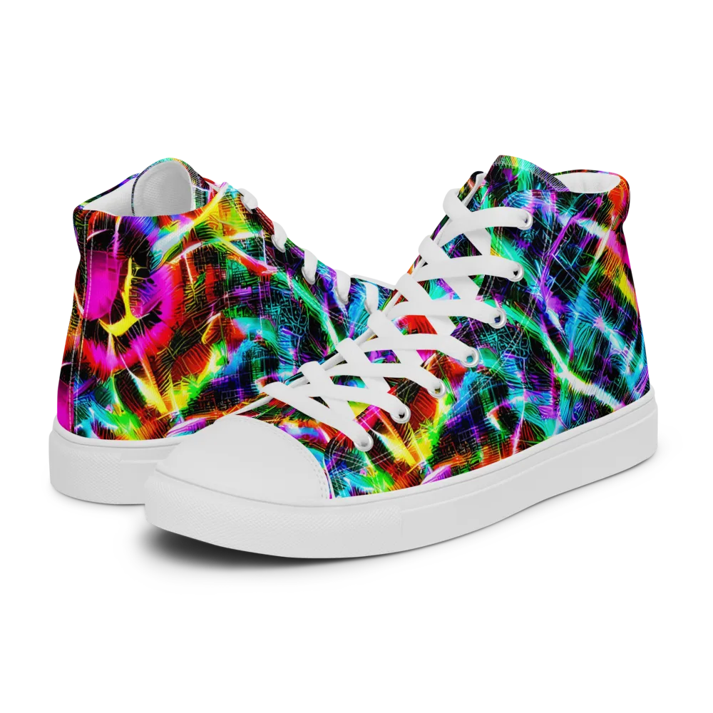 Cyber Kaleidoscope on Women's High Top Canvas Shoes — Left