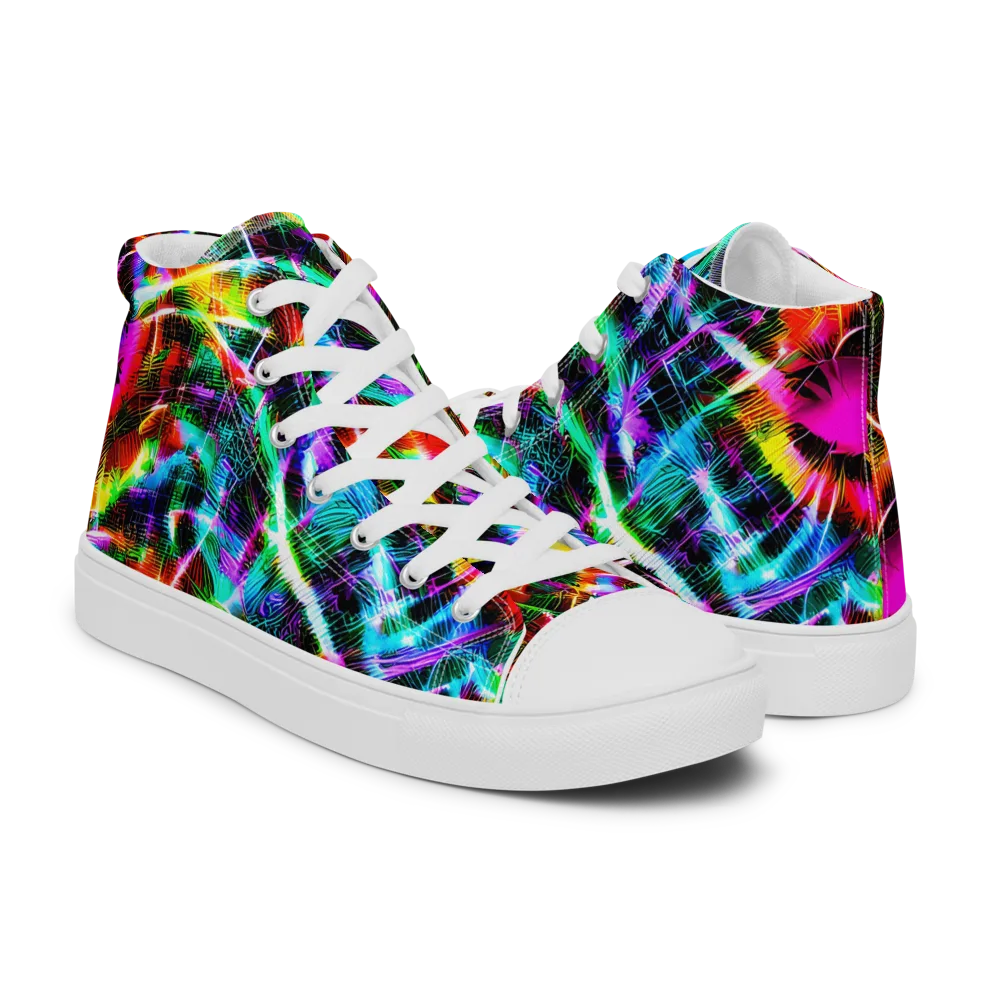 Cyber Kaleidoscope on Women's High Top Canvas Shoes — Right