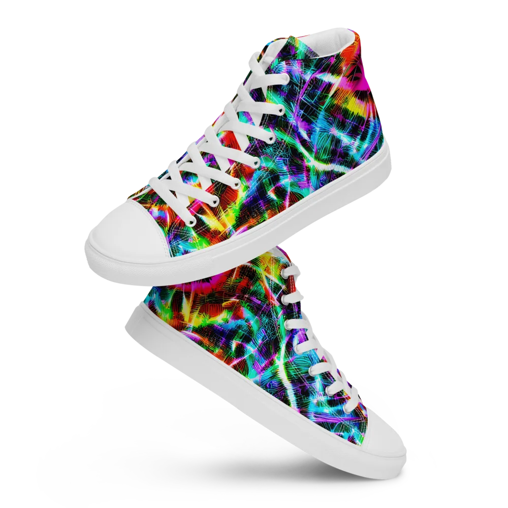 Cyber Kaleidoscope on Women's High Top Canvas Shoes — Front