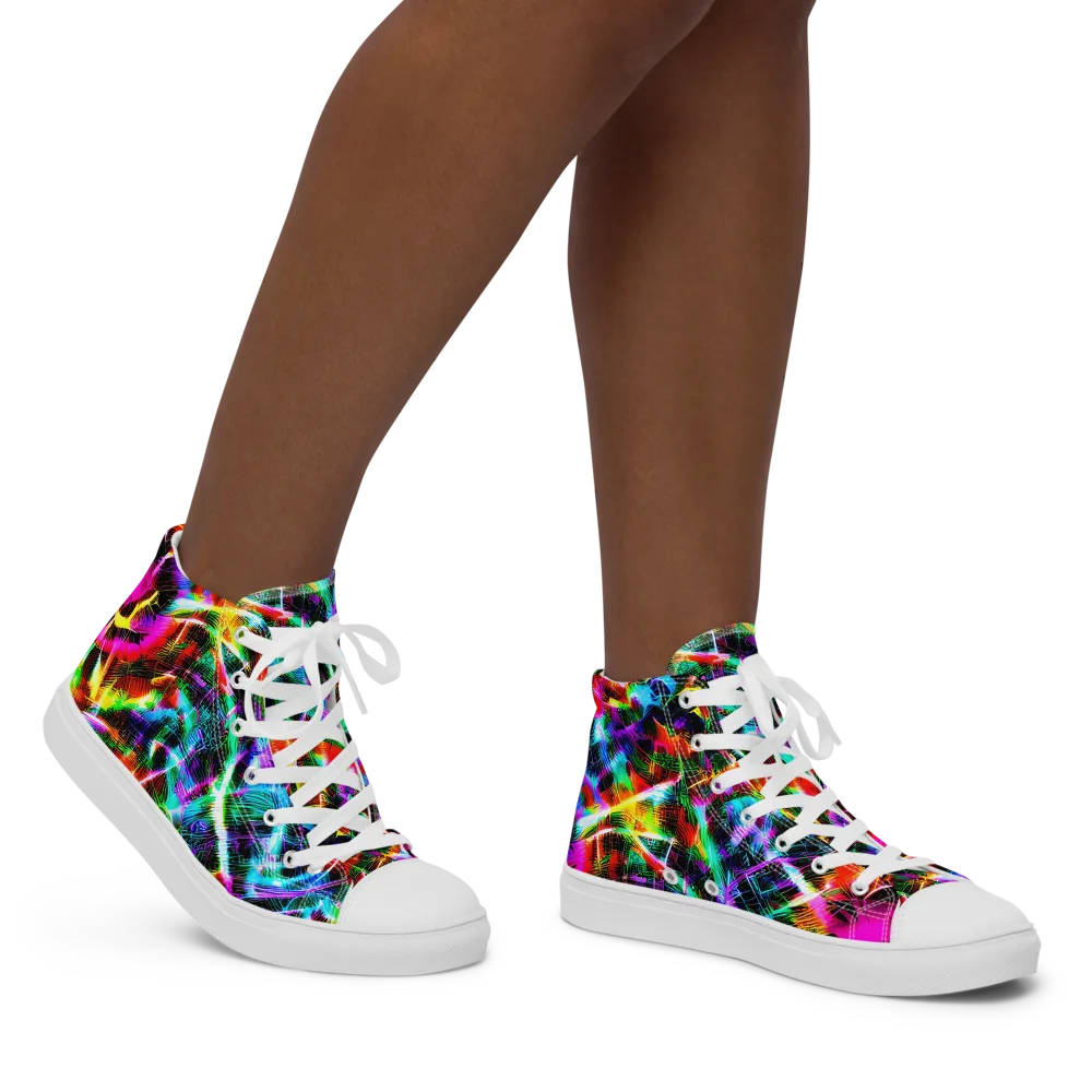 Cyber Kaleidoscope on Women's High Top Canvas Shoes — Right