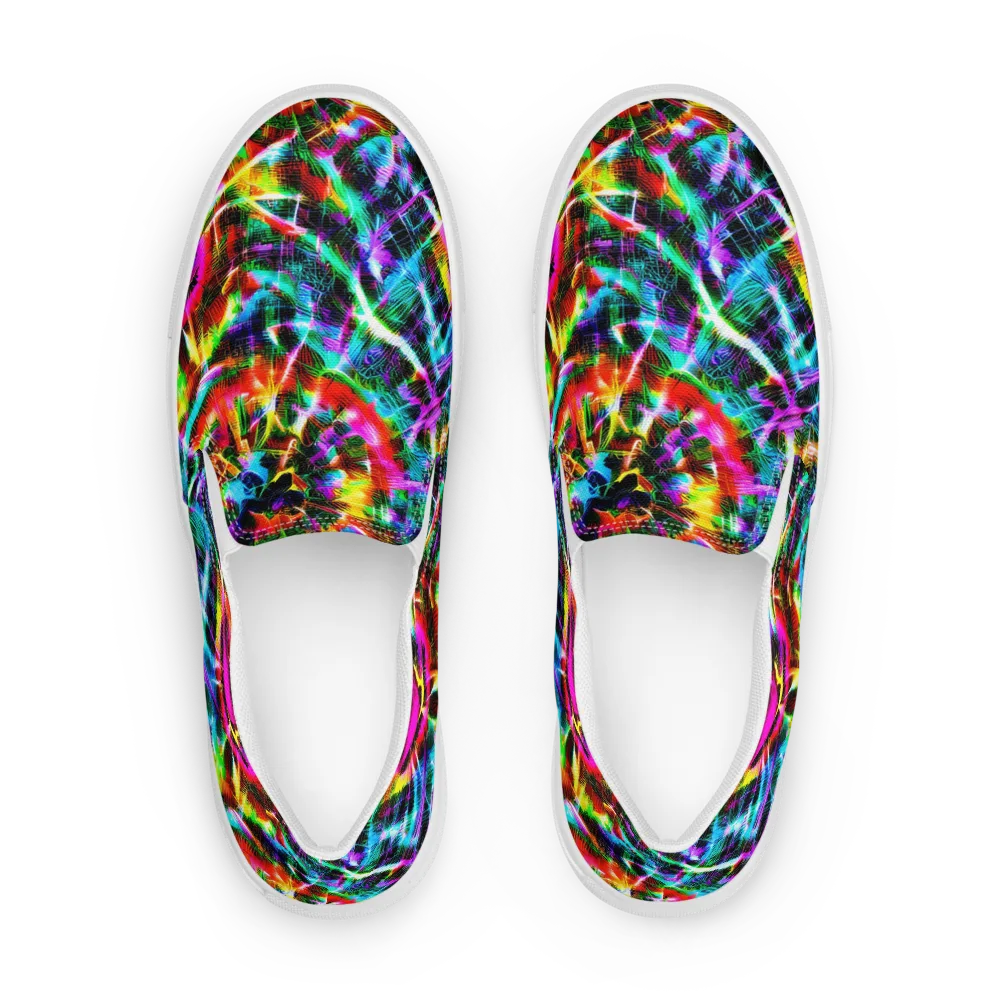 Cyber Kaleidoscope on Men's Slip-On Canvas Shoes — Front