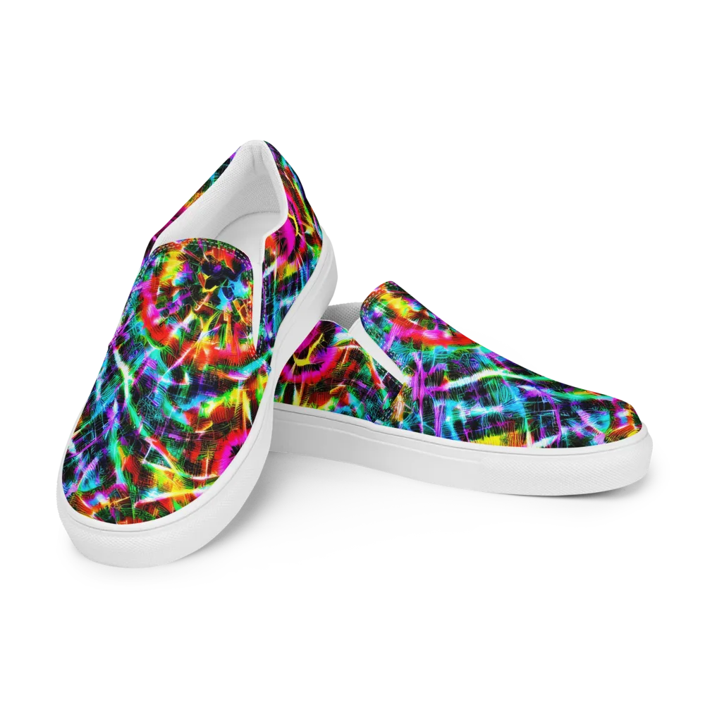Cyber Kaleidoscope on Men's Slip-On Canvas Shoes — Left Front