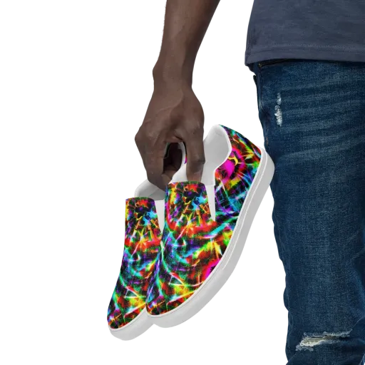 Cyber Kaleidoscope on a Men's Slip-On Canvas Shoes