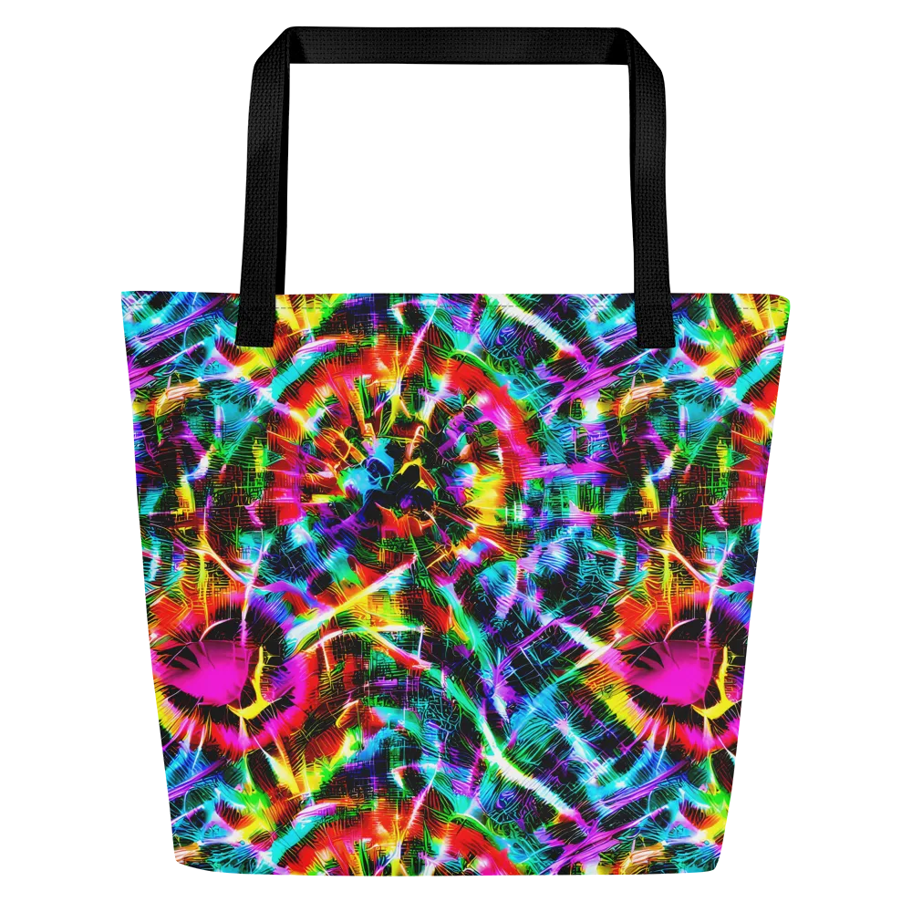 Cyber Kaleidoscope on Large Tote Bag W/ Pocket — Front