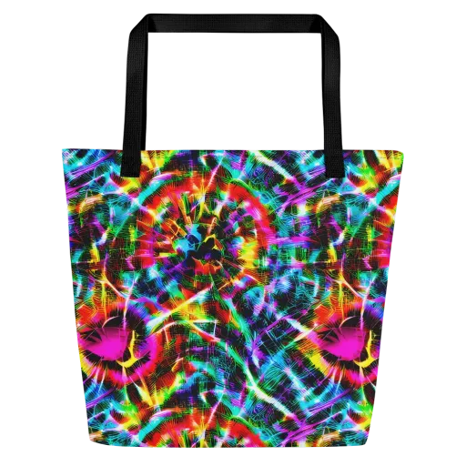 Cyber Kaleidoscope on a Large Tote Bag W/ Pocket