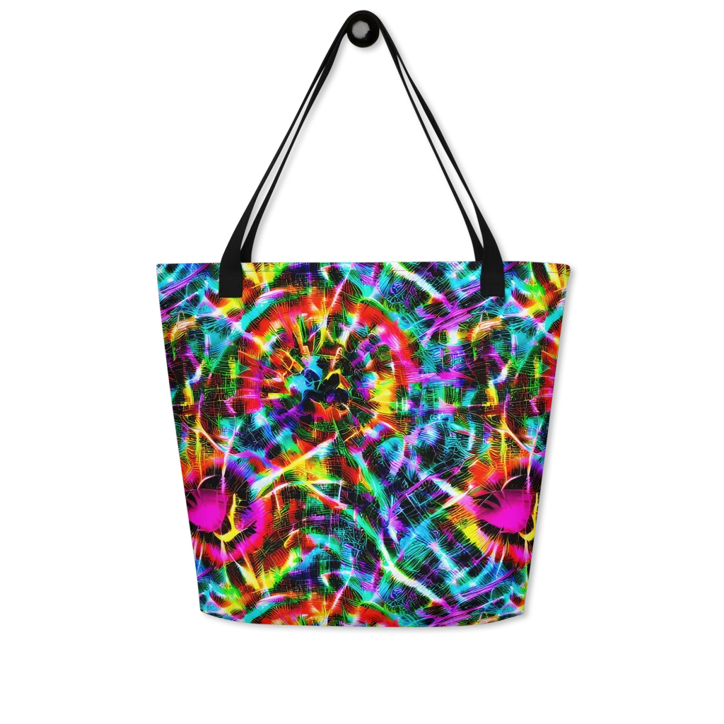 Cyber Kaleidoscope on Large Tote Bag W/ Pocket — Front