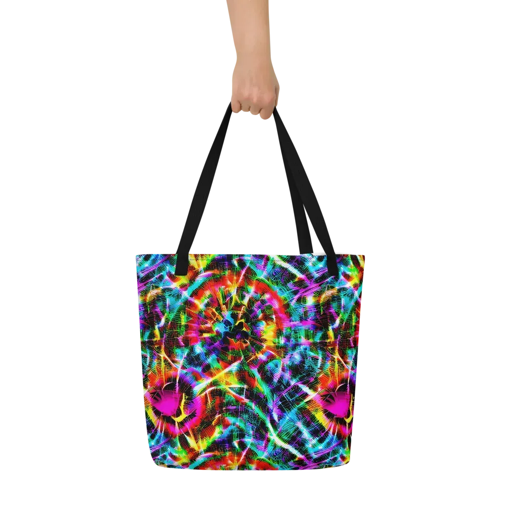 Cyber Kaleidoscope on Large Tote Bag W/ Pocket — Front