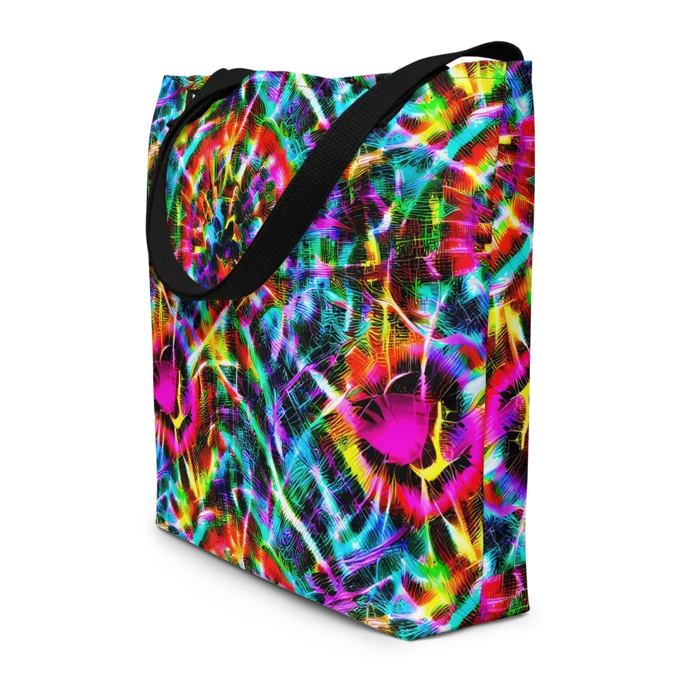 Cyber Kaleidoscope on Large Tote Bag W/ Pocket — Front