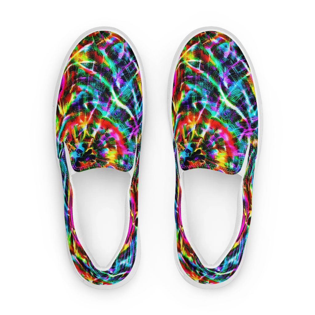 Cyber Kaleidoscope on Women's Slip-On Canvas Shoes — Front
