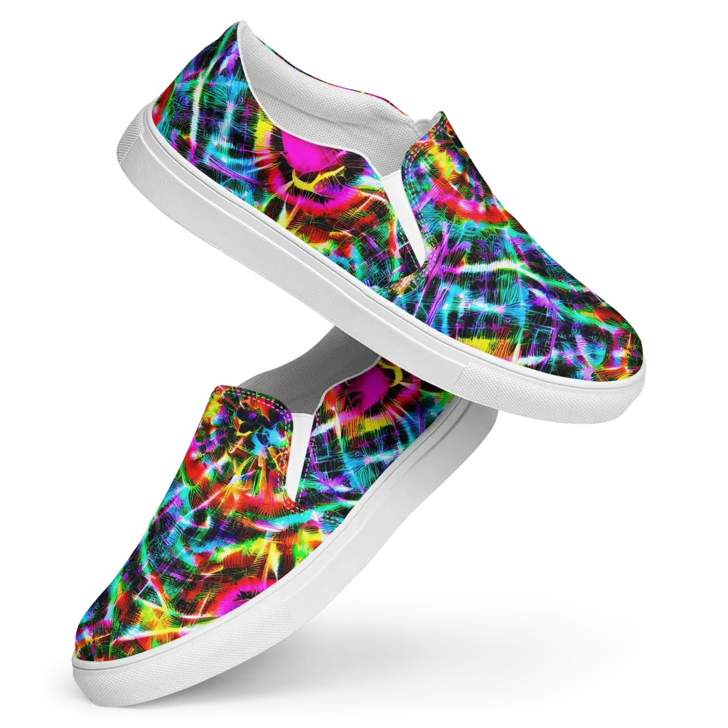 Cyber Kaleidoscope on Women's Slip-On Canvas Shoes — Front
