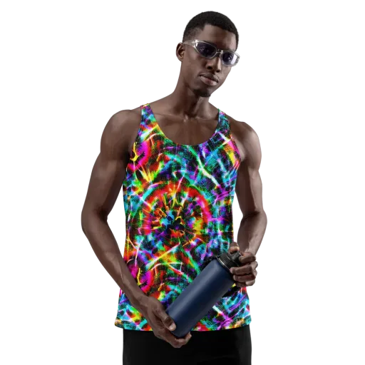 Cyber Kaleidoscope on a Men's Tank Top