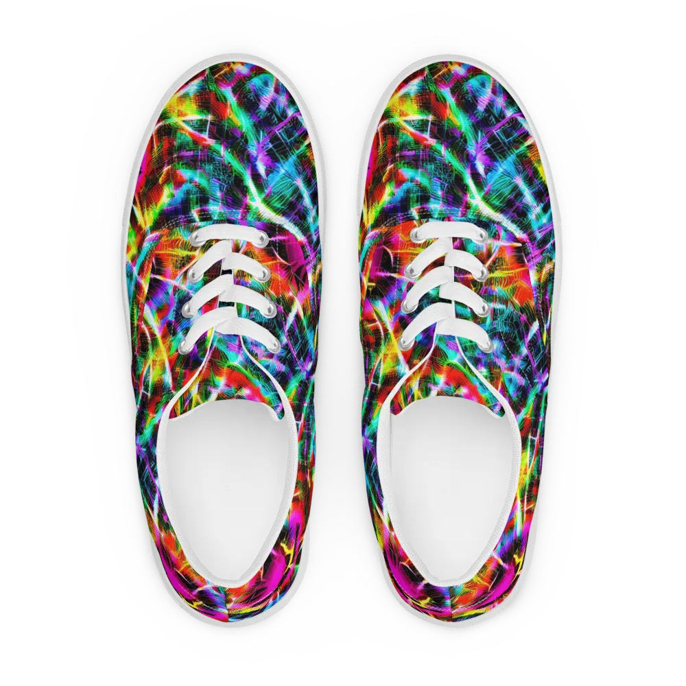Cyber Kaleidoscope on Men's Lace-Up Canvas Shoes — Front
