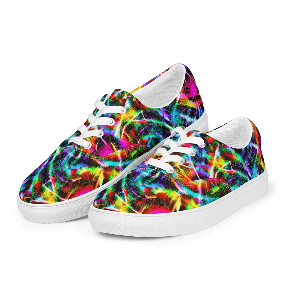 Cyber Kaleidoscope on Men's Lace-Up Canvas Shoes — Left Front