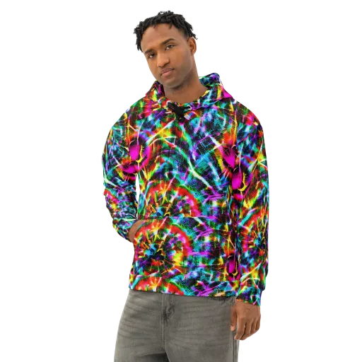 Cyber Kaleidoscope on a Cotton Hoodie