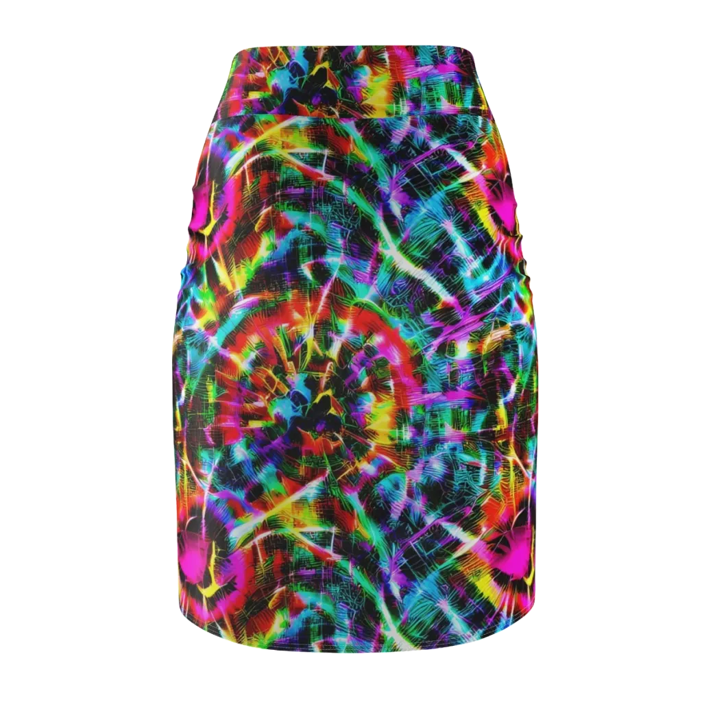 Cyber Kaleidoscope on Pencil Skirt — Back