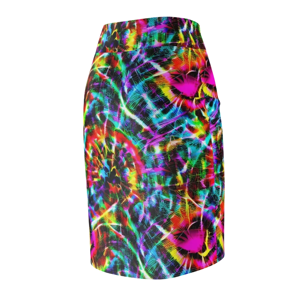 Cyber Kaleidoscope on Pencil Skirt — Back Side