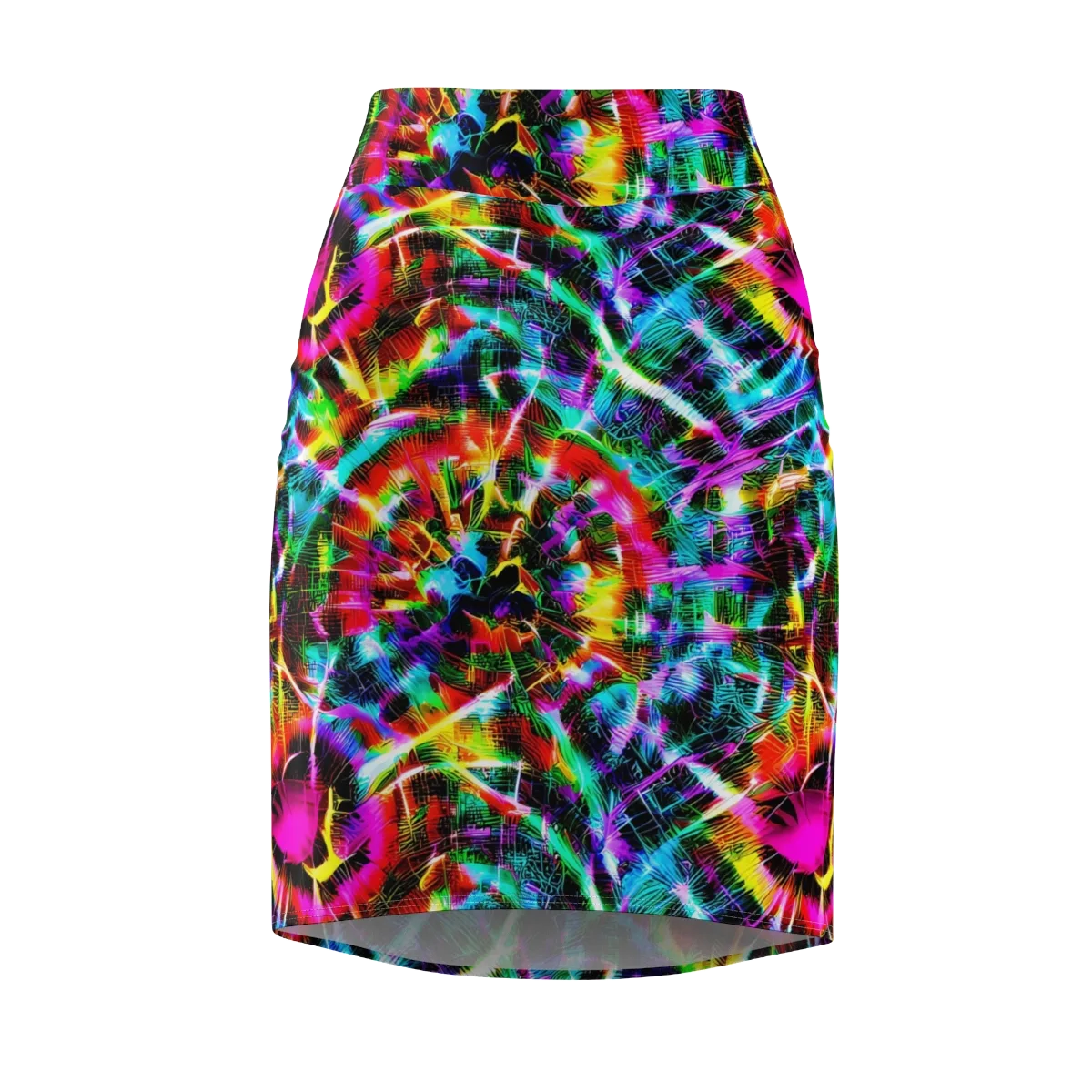 Cyber Kaleidoscope on Pencil Skirt — Front