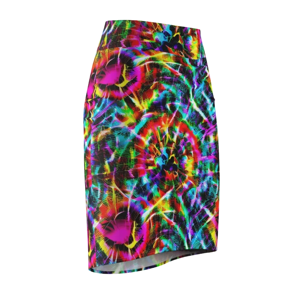 Cyber Kaleidoscope on Pencil Skirt — Front Side