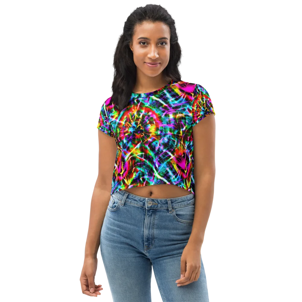 Cyber Kaleidoscope on Crop Tee — Front