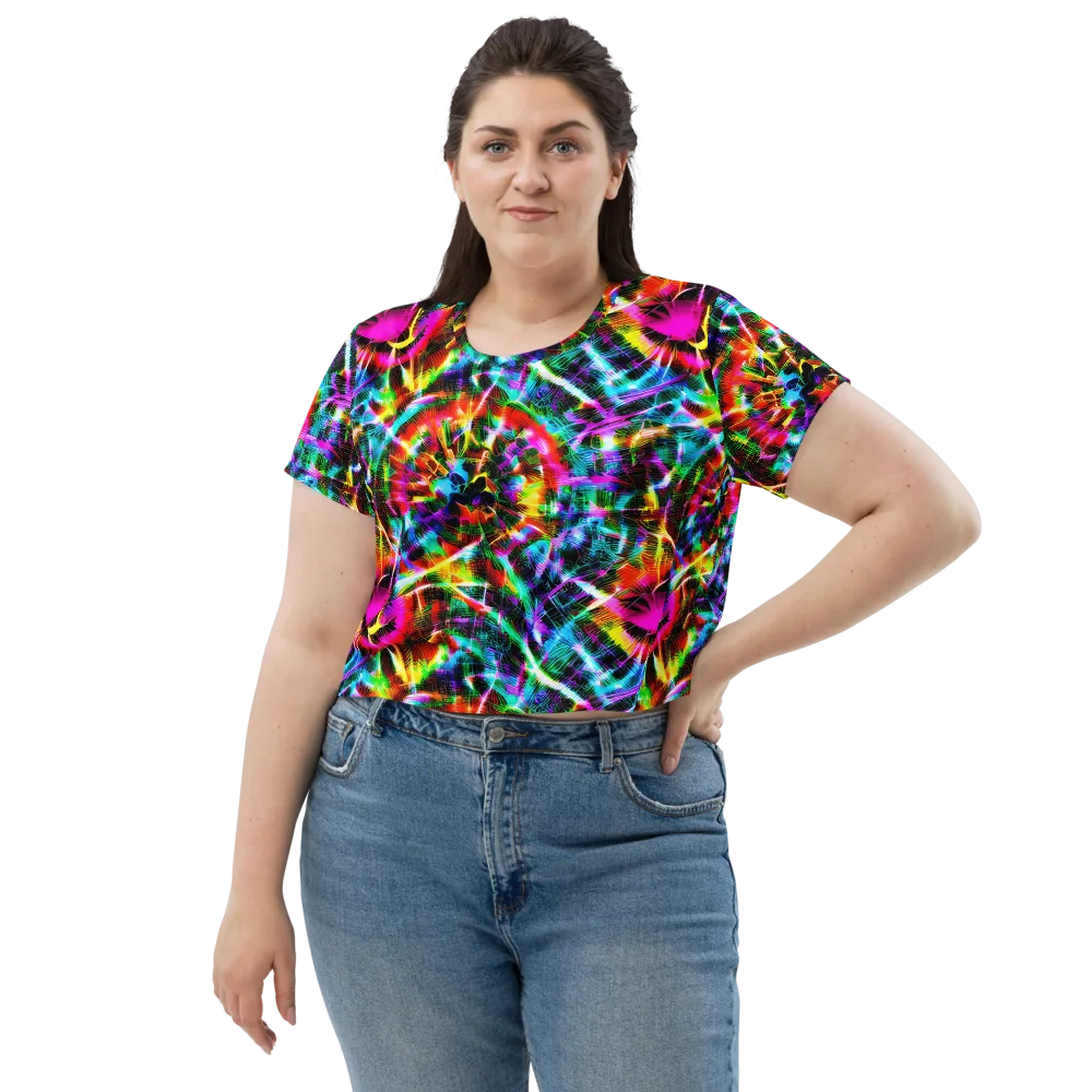 Cyber Kaleidoscope on Crop Tee — Front
