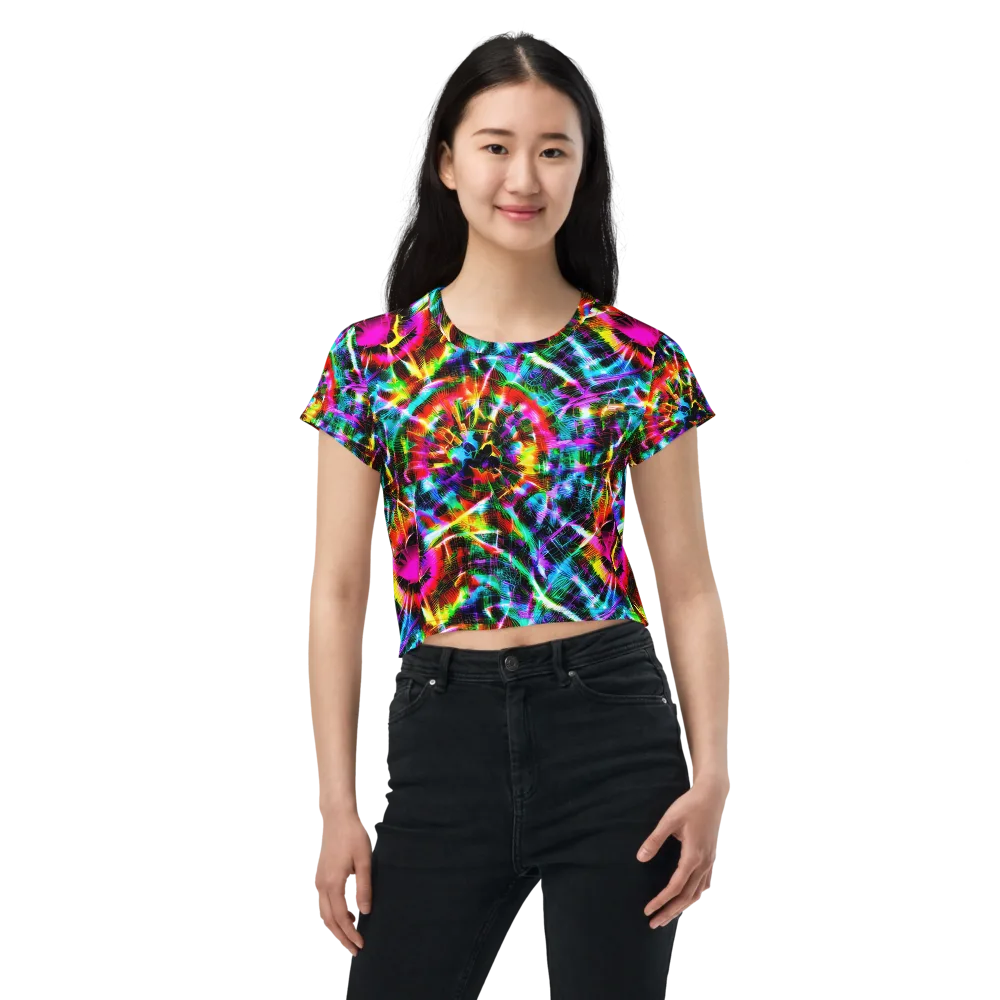 Cyber Kaleidoscope on Crop Tee — Front