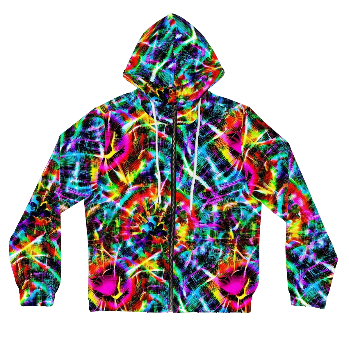 Cyber Kaleidoscope on Women's Full-Zip Hoodie — Front