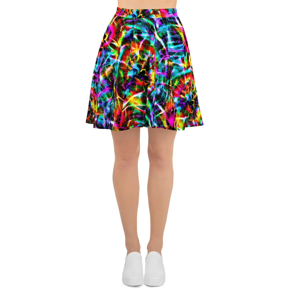 Cyber Kaleidoscope on Skater Skirt — Front