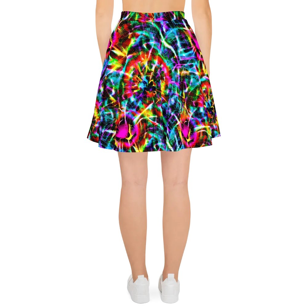 Cyber Kaleidoscope on Skater Skirt — Back