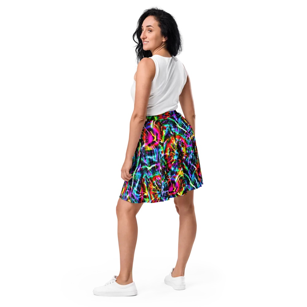 Cyber Kaleidoscope on Skater Skirt — Back