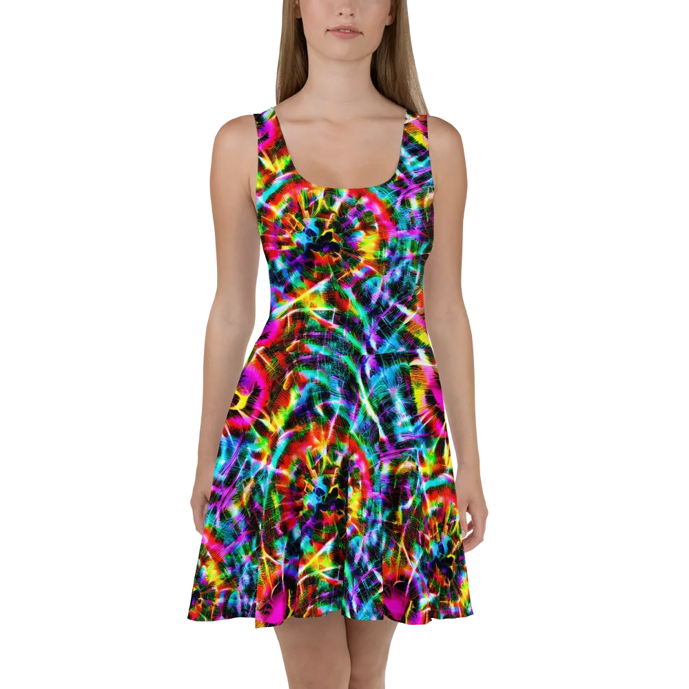 Cyber Kaleidoscope on Skater Dress — Front