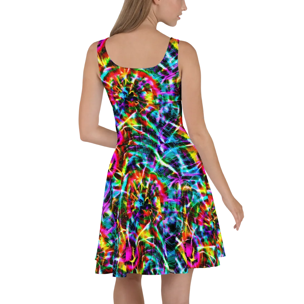 Cyber Kaleidoscope on Skater Dress — Back