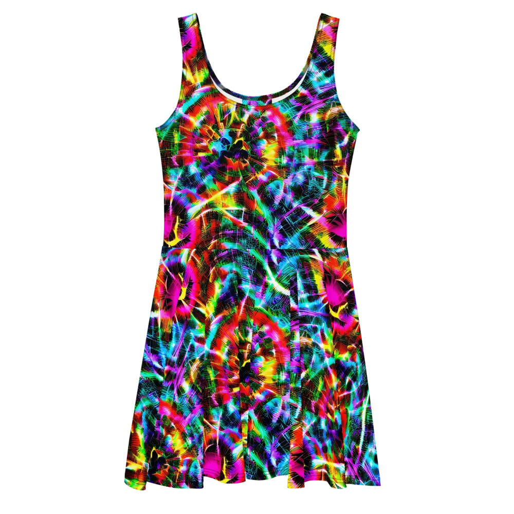 Cyber Kaleidoscope on Skater Dress — Front