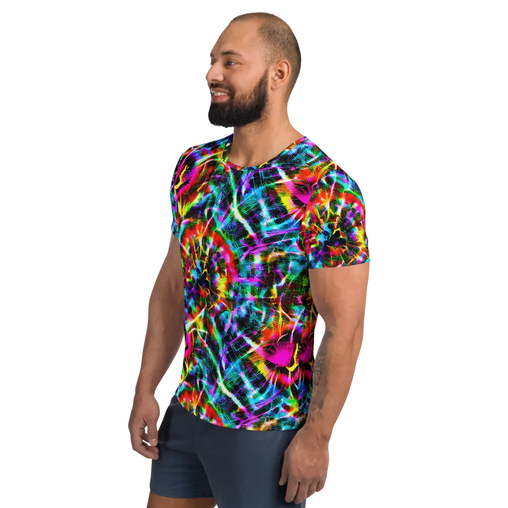 Cyber Kaleidoscope on Men's Athletic T-Shirt — Left