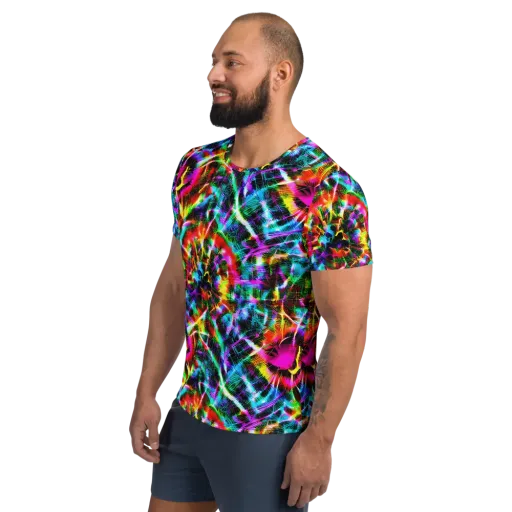 Cyber Kaleidoscope on a Men's Athletic T-Shirt