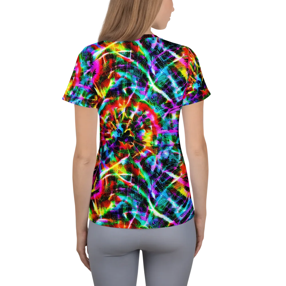 Cyber Kaleidoscope on Women's Athletic T-Shirt — Back
