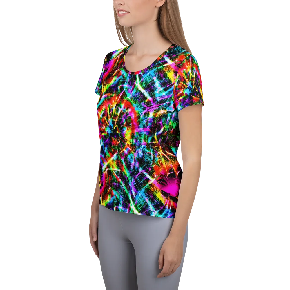 Cyber Kaleidoscope on Women's Athletic T-Shirt — Left