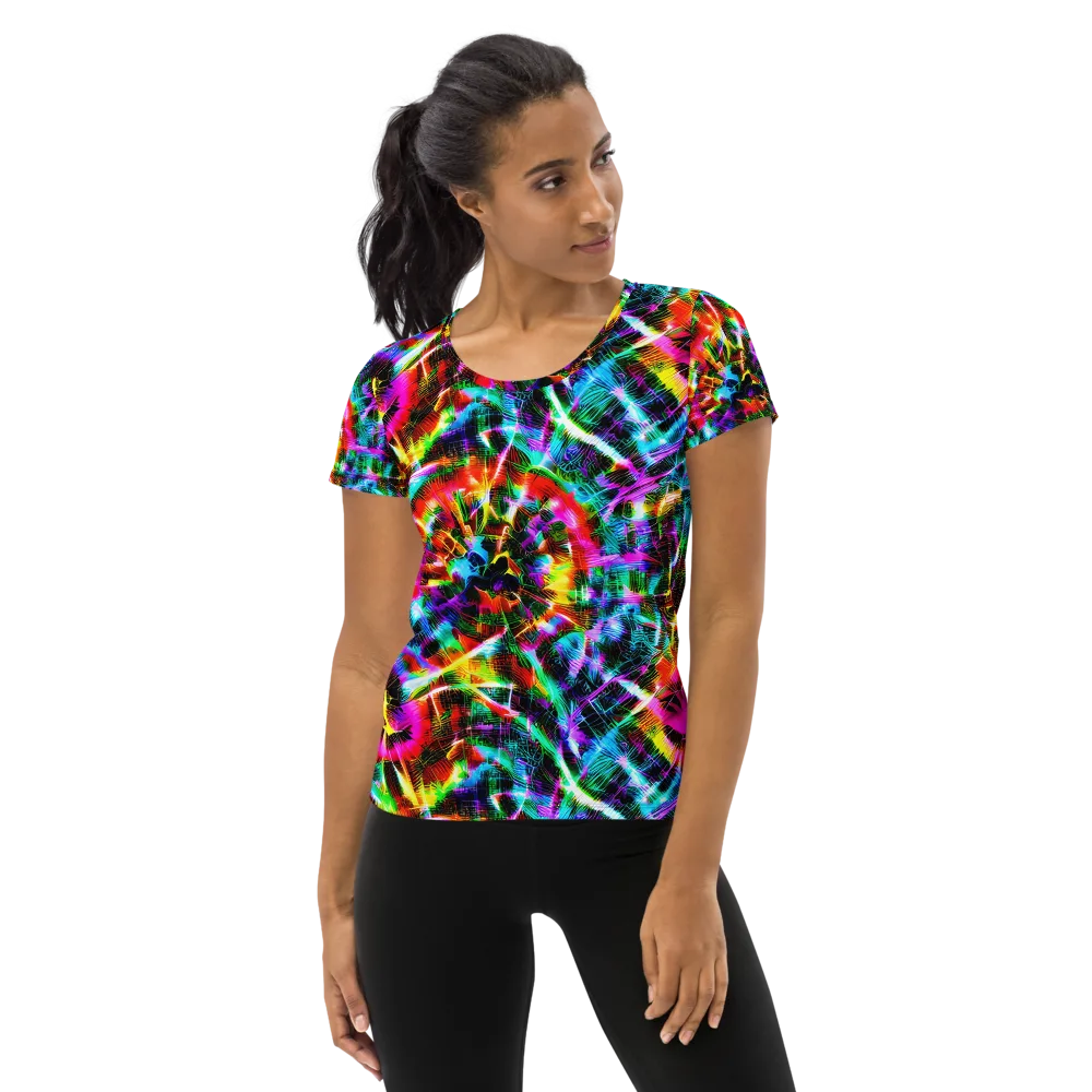 Cyber Kaleidoscope on Women's Athletic T-Shirt — Front