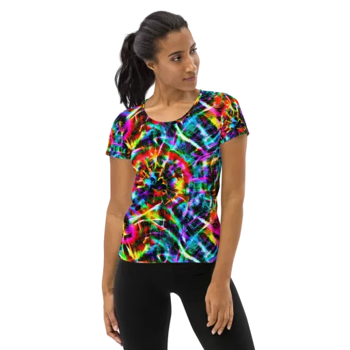 Cyber Kaleidoscope on a Women's Athletic T-Shirt