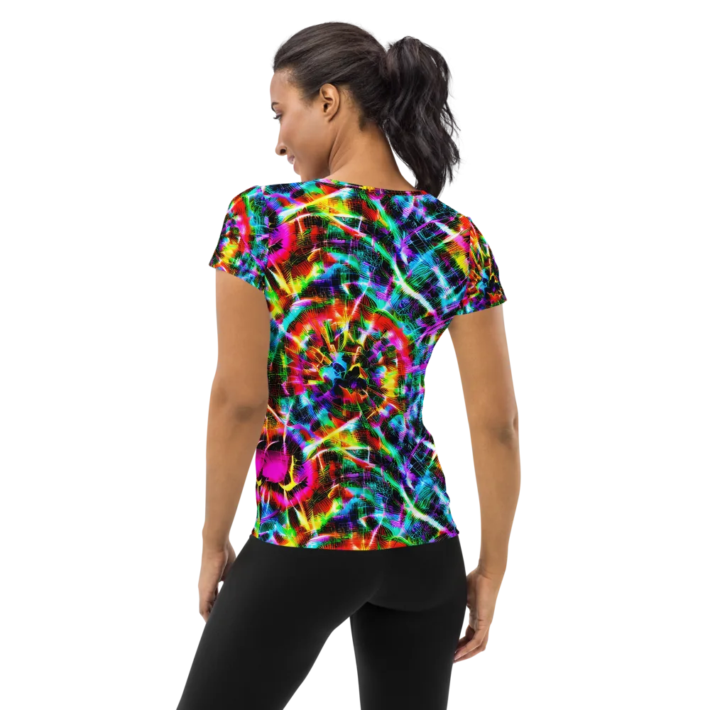 Cyber Kaleidoscope on Women's Athletic T-Shirt — Back