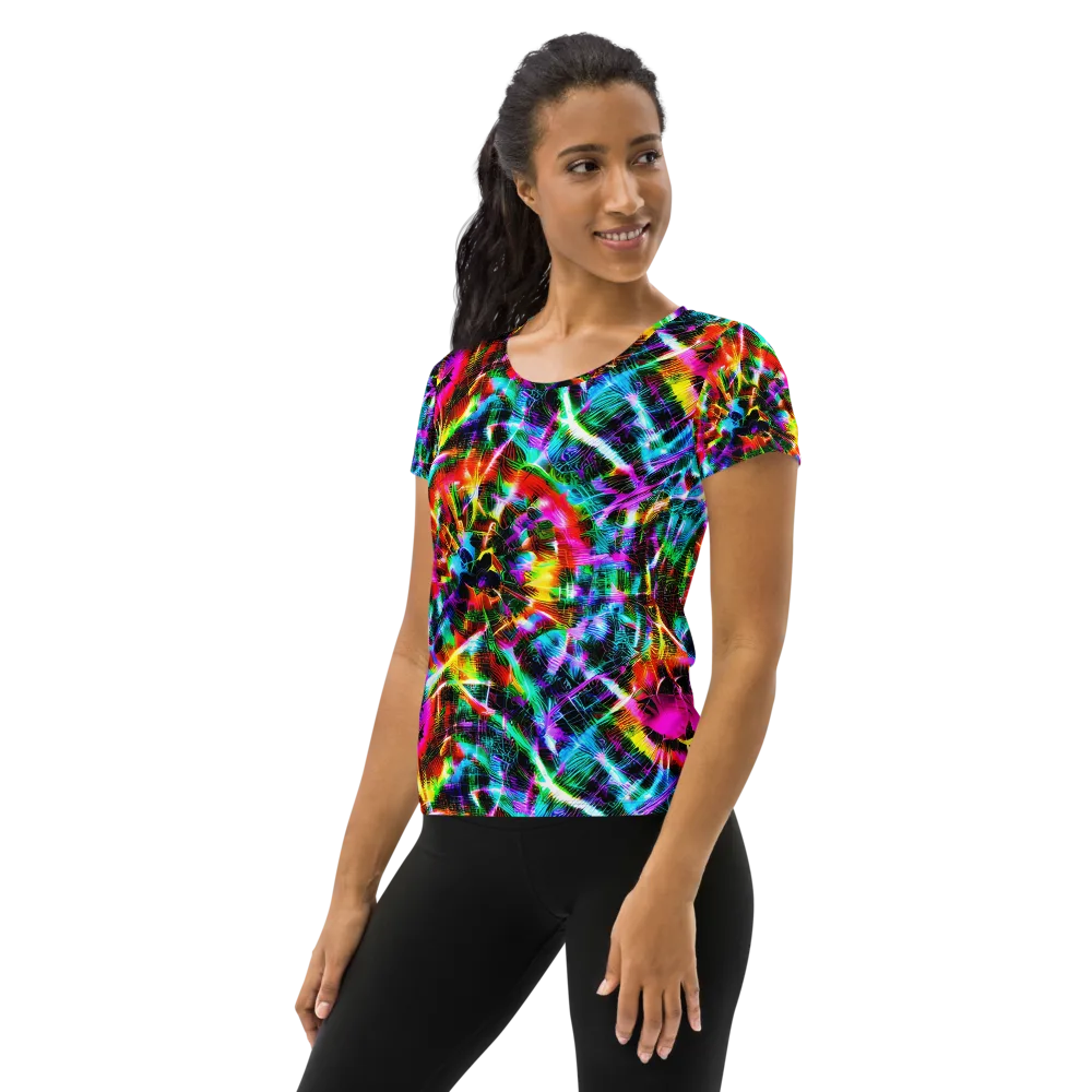 Cyber Kaleidoscope on Women's Athletic T-Shirt — Left
